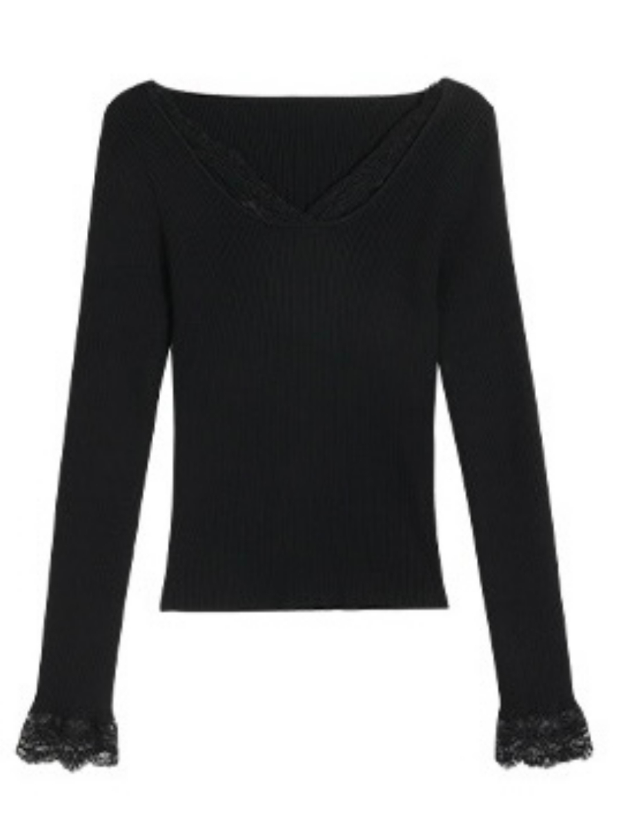 Julius Lacey Trim Kint Top-The Black Bow-