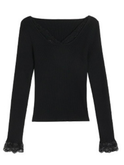 Julius Lacey Trim Kint Top-The Black Bow-