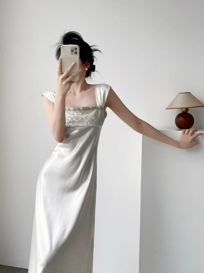 Mailyn Embellished Satin Dress