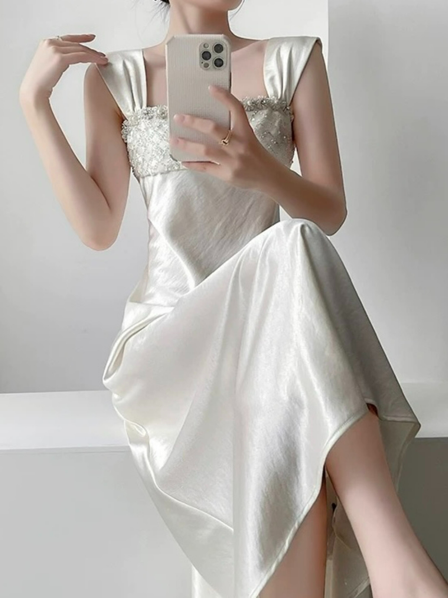 Mailyn Embellished Satin Dress