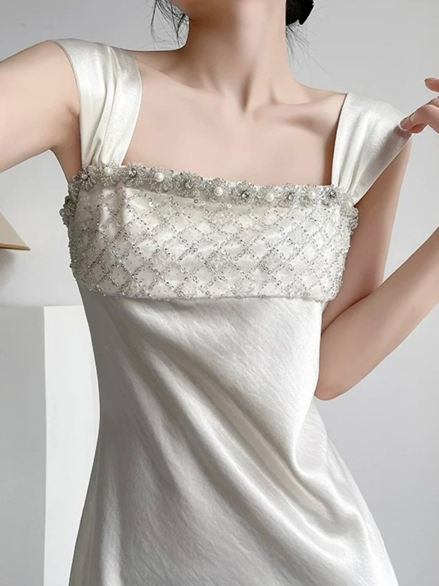 Mailyn Embellished Satin Dress