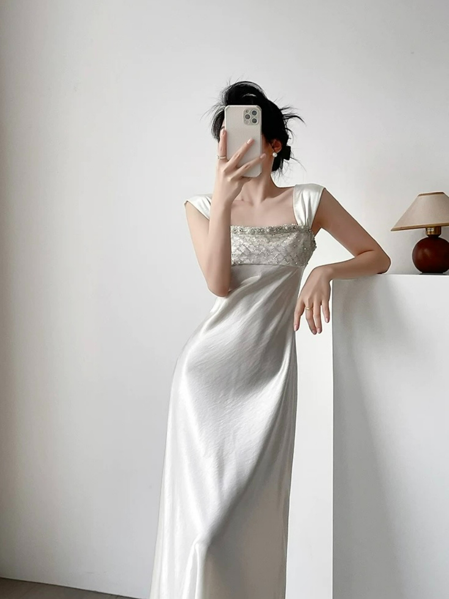 Mailyn Embellished Satin Dress