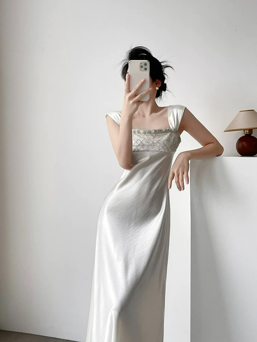 Mailyn Embellished Satin Dress