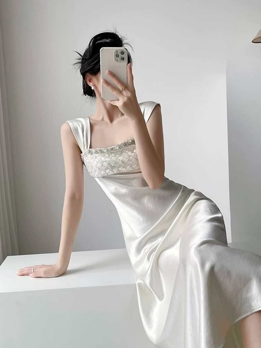 Mailyn Embellished Satin Dress