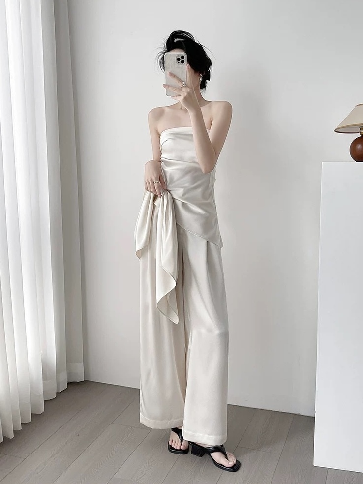 Mila Satin Bow Tie Top & Pants (Top & bottoms sold seperately)