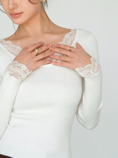 Julius Lacey Trim Kint Top-The Black Bow-