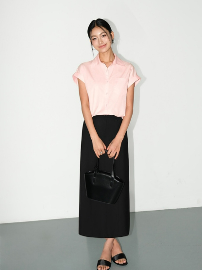 Manda Back Slit OL Skirt-The Black Bow-
