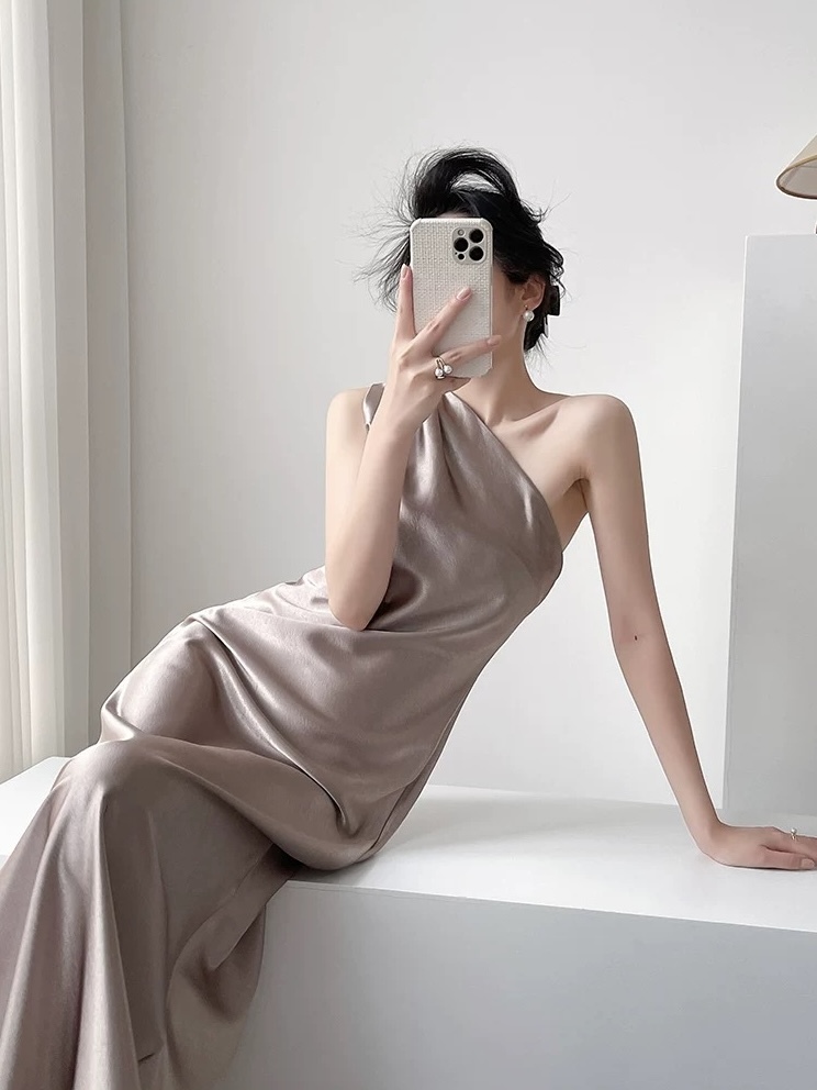 Margot Single Shoulder Satin Dress