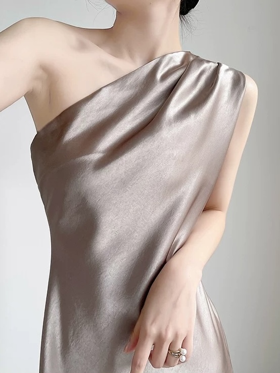 Margot Single Shoulder Satin Dress
