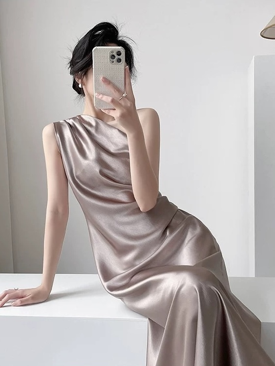 Margot Single Shoulder Satin Dress