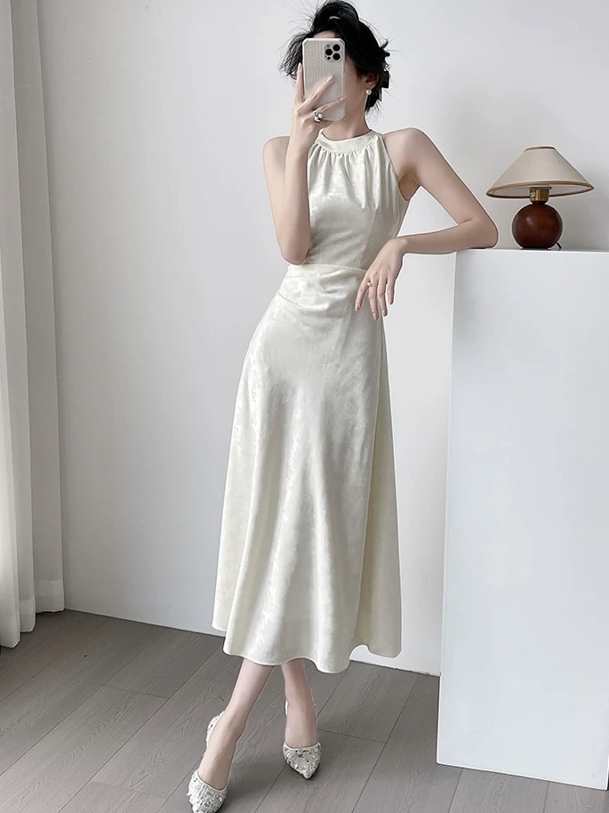 Melody Halter Neck Satin Dress