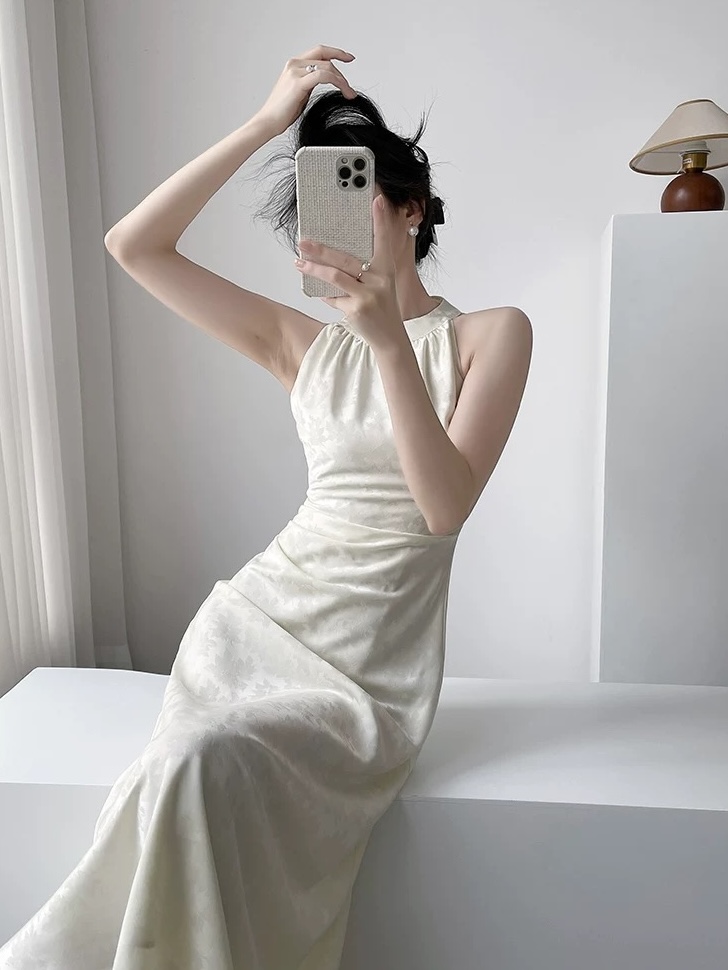 Melody Halter Neck Satin Dress