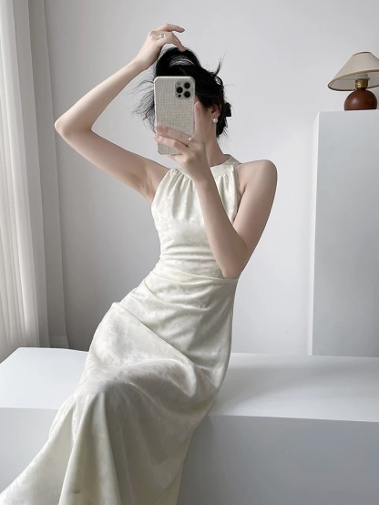 Melody Halter Neck Satin Dress