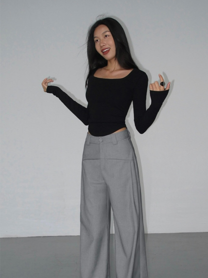 Marnie Straight Cut Pants-The Black Bow-
