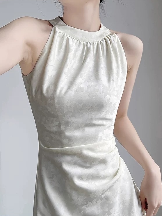 Melody Halter Neck Satin Dress