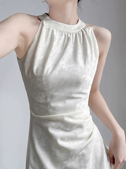 Melody Halter Neck Satin Dress