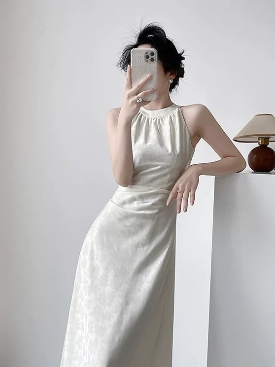 Melody Halter Neck Satin Dress