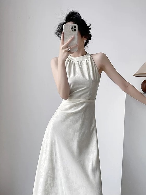 Melody Halter Neck Satin Dress