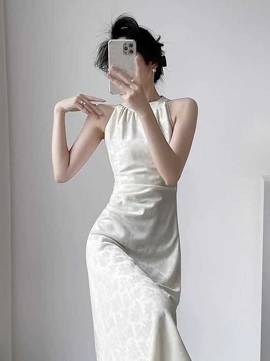 Melody Halter Neck Satin Dress