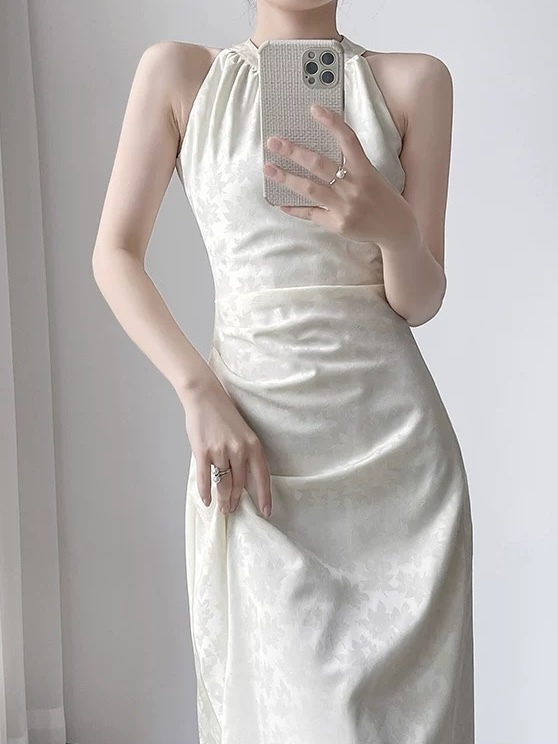 Melody Halter Neck Satin Dress