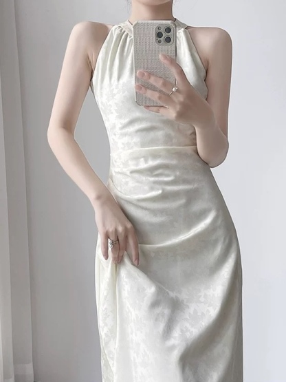 Melody Halter Neck Satin Dress