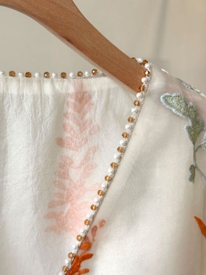 Li Ya Floral Embroided Long Sleeve Oriental Vest