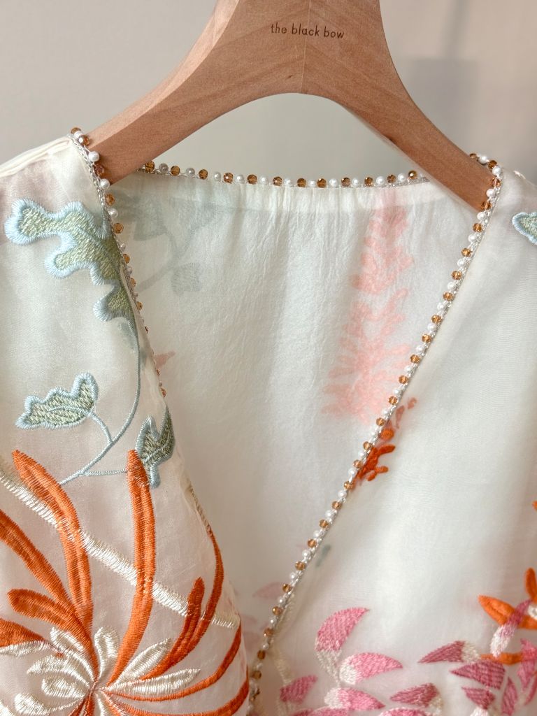 Li Ya Floral Embroided Long Sleeve Oriental Vest