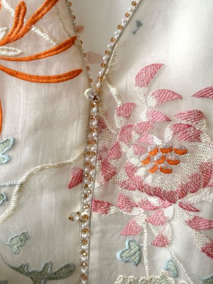 Li Ya Floral Embroided Long Sleeve Oriental Vest