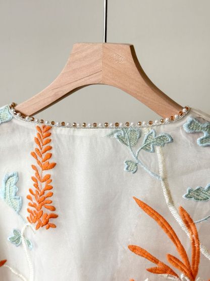 Li Ya Floral Embroided Long Sleeve Oriental Vest
