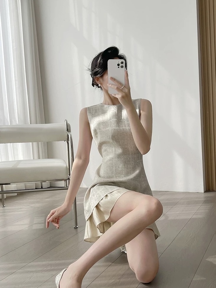 Mic Ruffle Trim Mini Dress