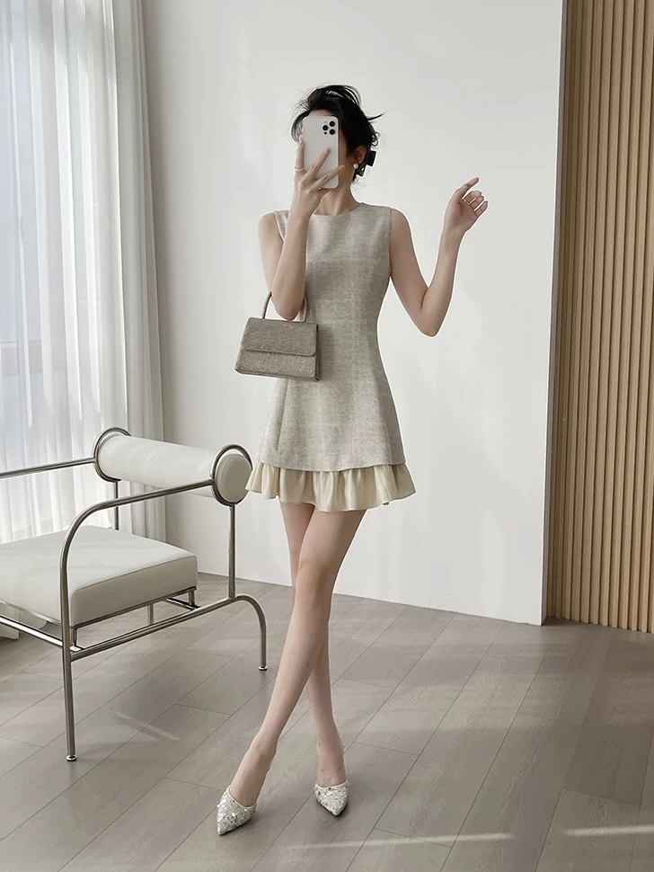 Mic Ruffle Trim Mini Dress