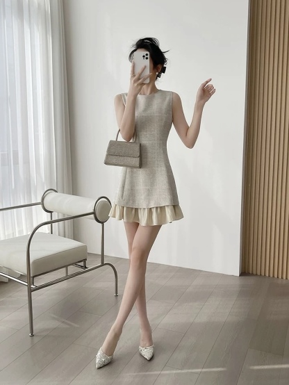 Mic Ruffle Trim Mini Dress