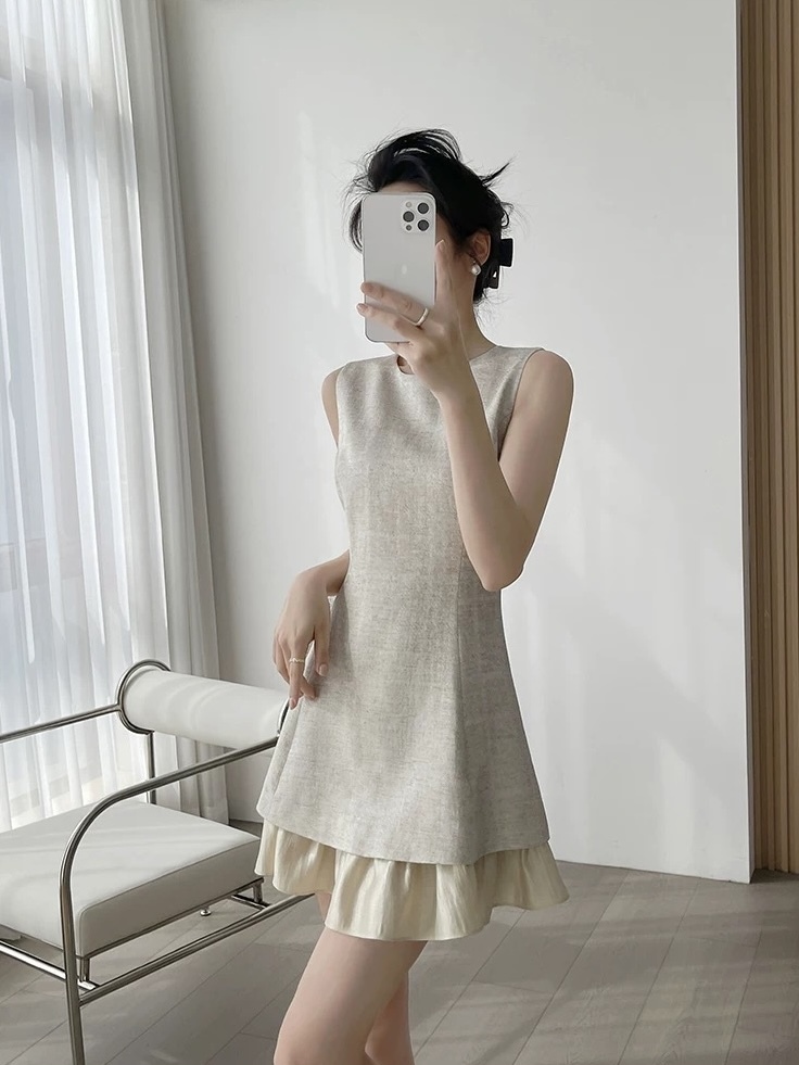 Mic Ruffle Trim Mini Dress