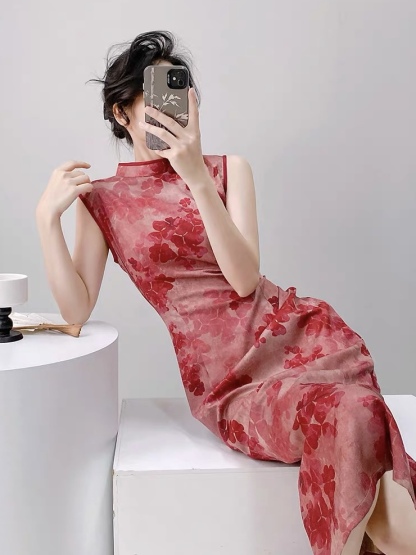 Ci Qu Sleevelss Cheongsam