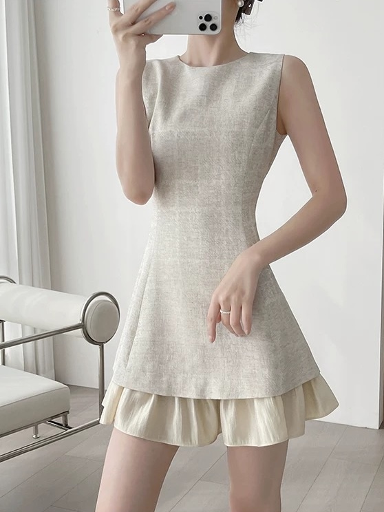 Mic Ruffle Trim Mini Dress