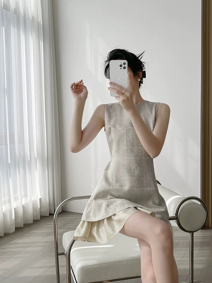 Mic Ruffle Trim Mini Dress