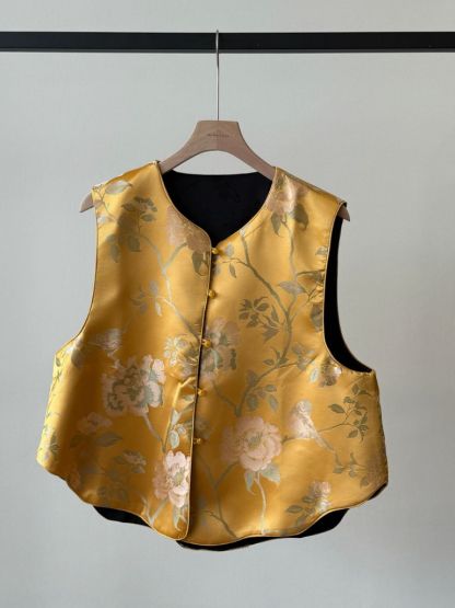 Shuang Hu Two Sided Floral Oriental Vest