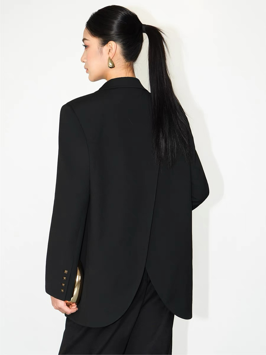 Jefferson Back Slit Oversized Blazer-The Black Bow-