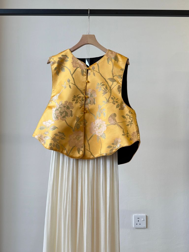 Shuang Hu Two Sided Floral Oriental Vest