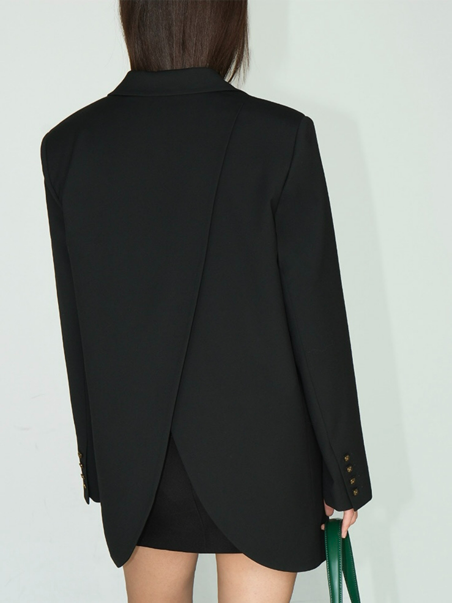 Jefferson Back Slit Oversized Blazer-The Black Bow-
