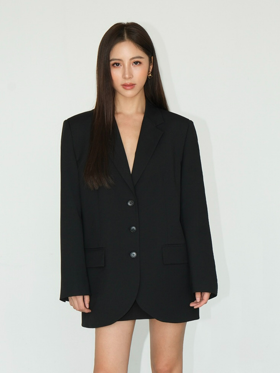 Jefferson Back Slit Oversized Blazer-The Black Bow-