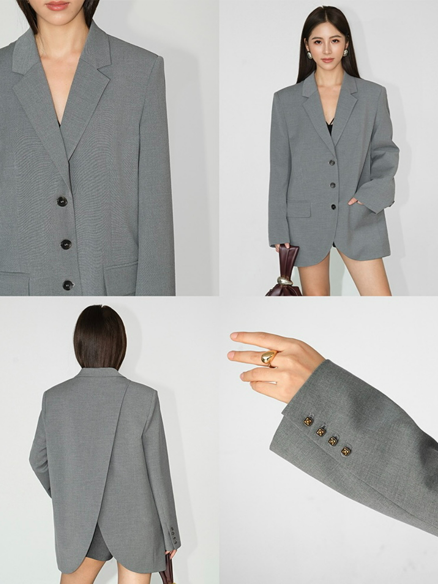 Jefferson Back Slit Oversized Blazer-The Black Bow-