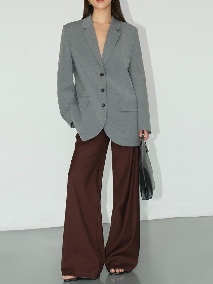 Jefferson Back Slit Oversized Blazer-The Black Bow-