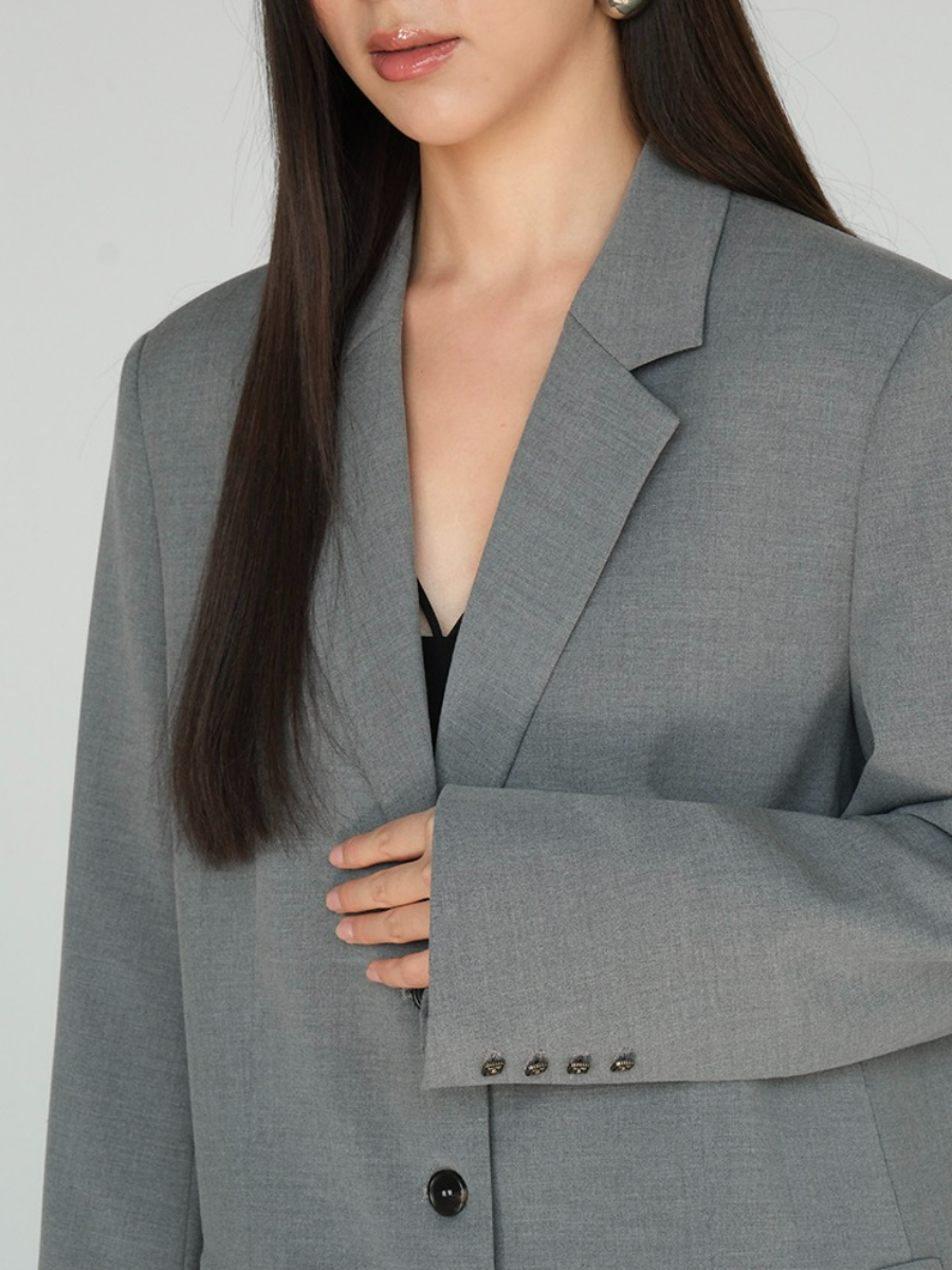 Jefferson Back Slit Oversized Blazer-The Black Bow-