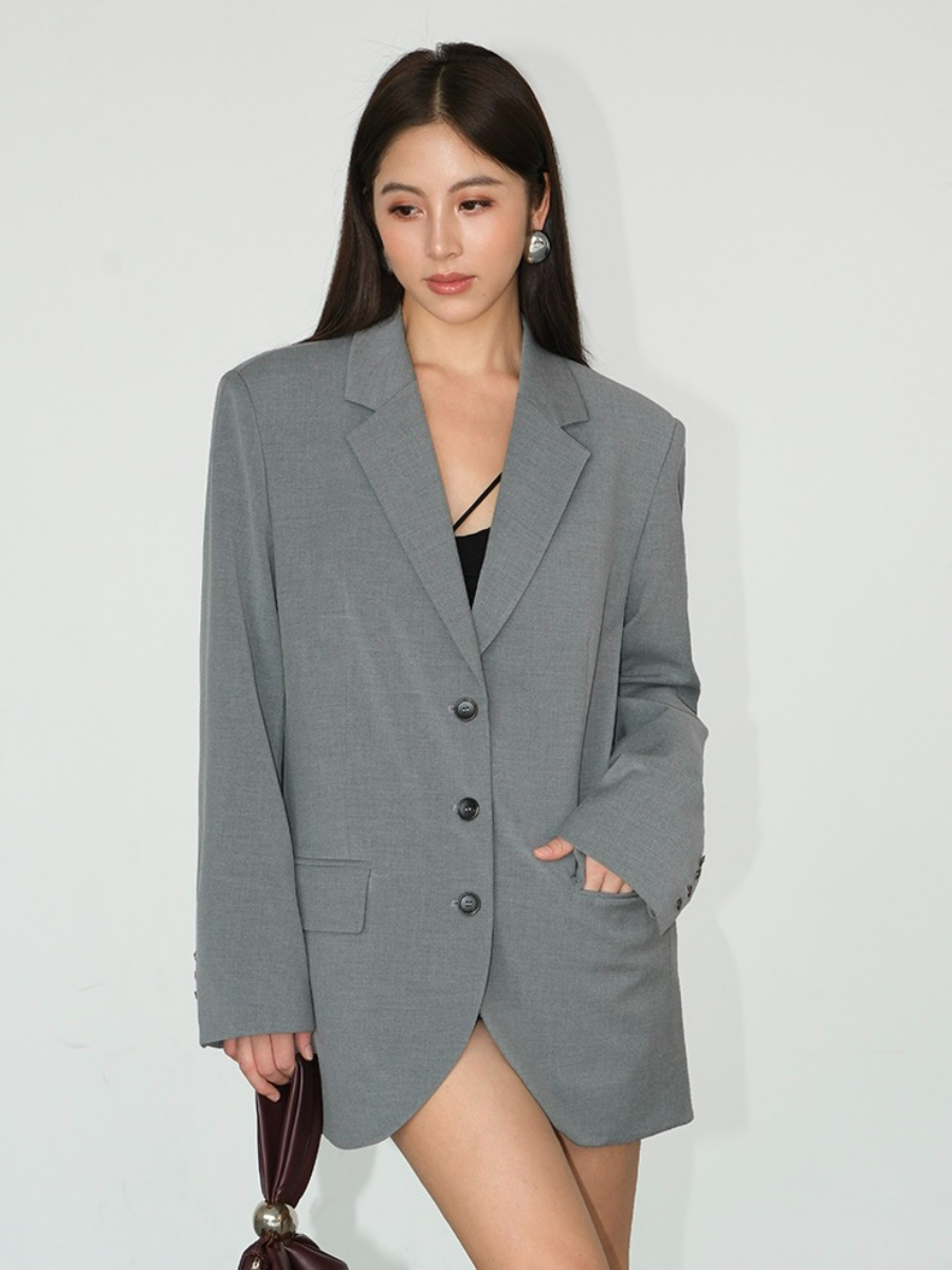 Jefferson Back Slit Oversized Blazer-The Black Bow-