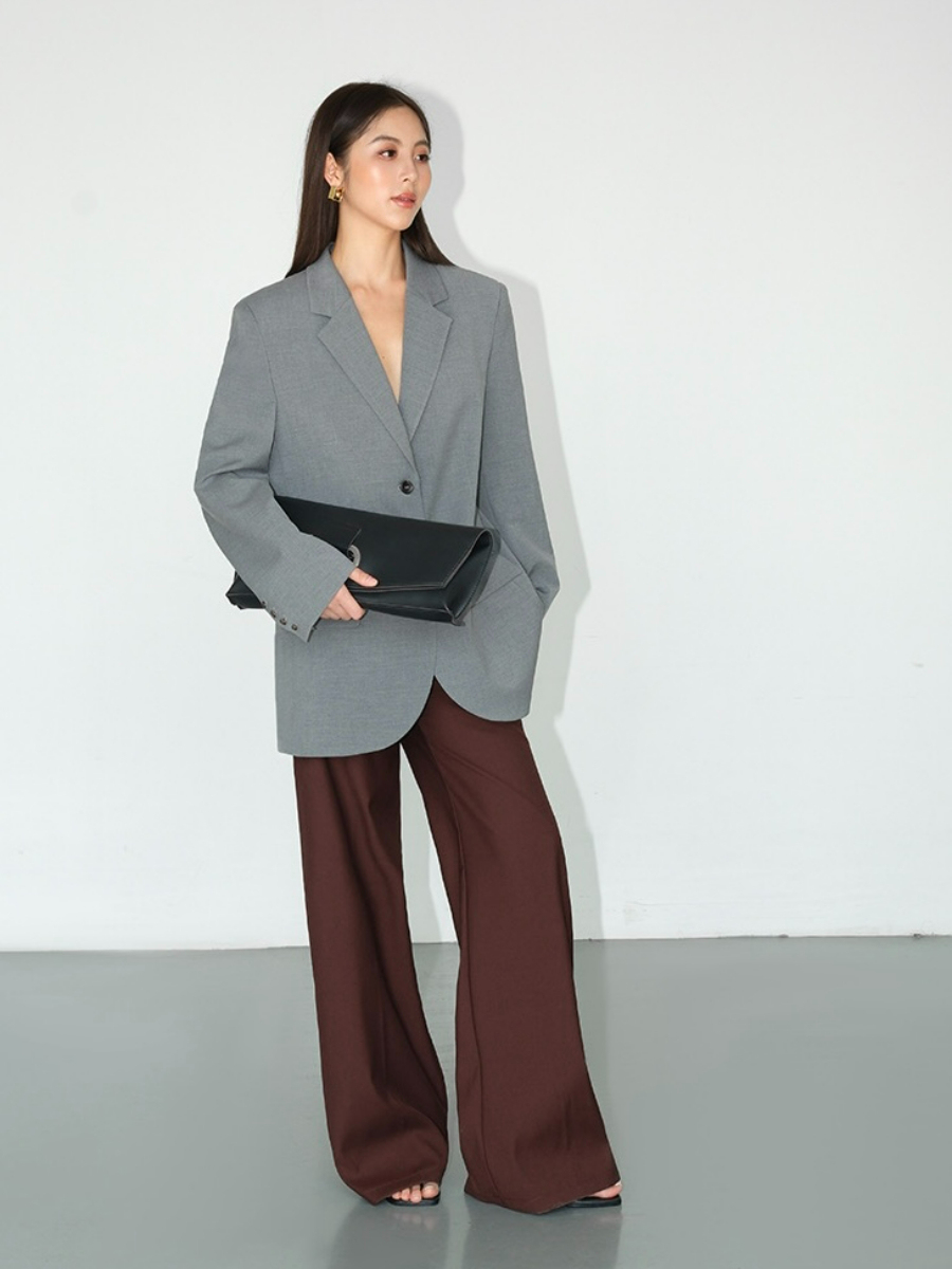 Jefferson Back Slit Oversized Blazer-The Black Bow-