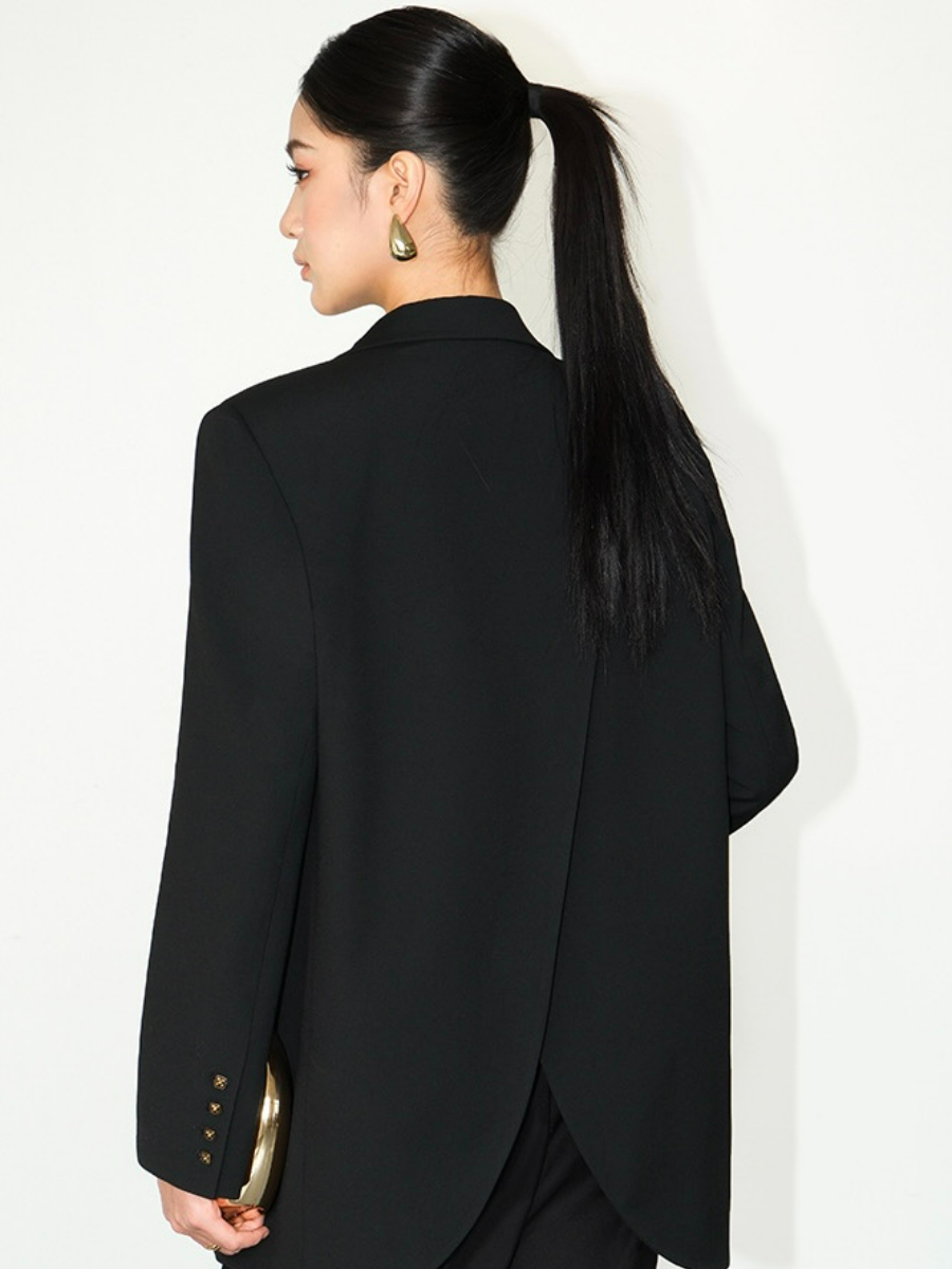 Jefferson Back Slit Oversized Blazer-The Black Bow-