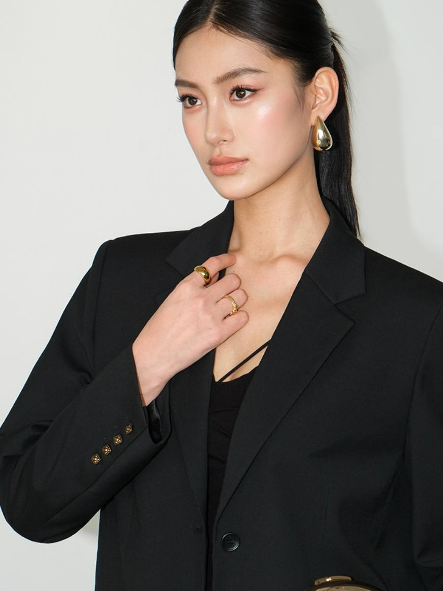 Jefferson Back Slit Oversized Blazer-The Black Bow-