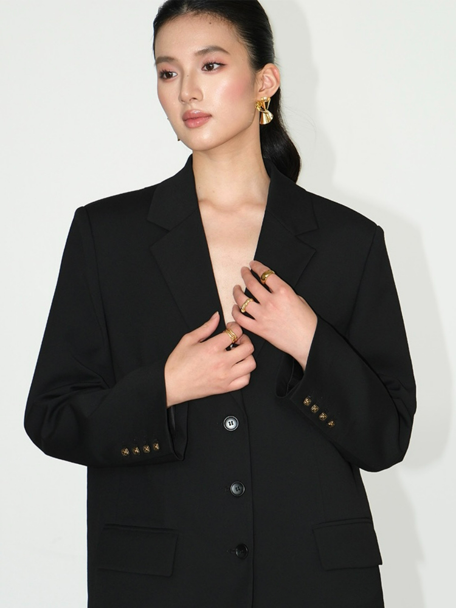 Jefferson Back Slit Oversized Blazer-The Black Bow-