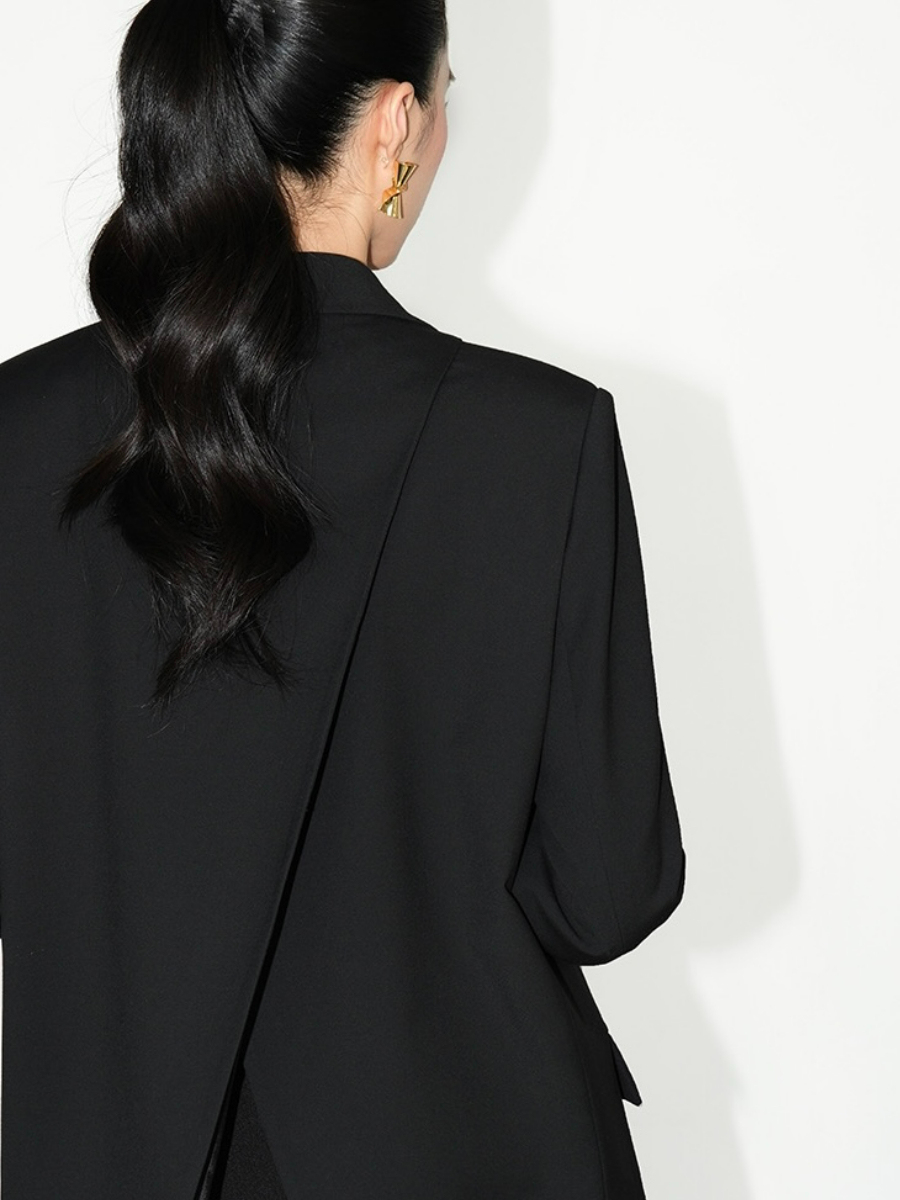 Jefferson Back Slit Oversized Blazer-The Black Bow-